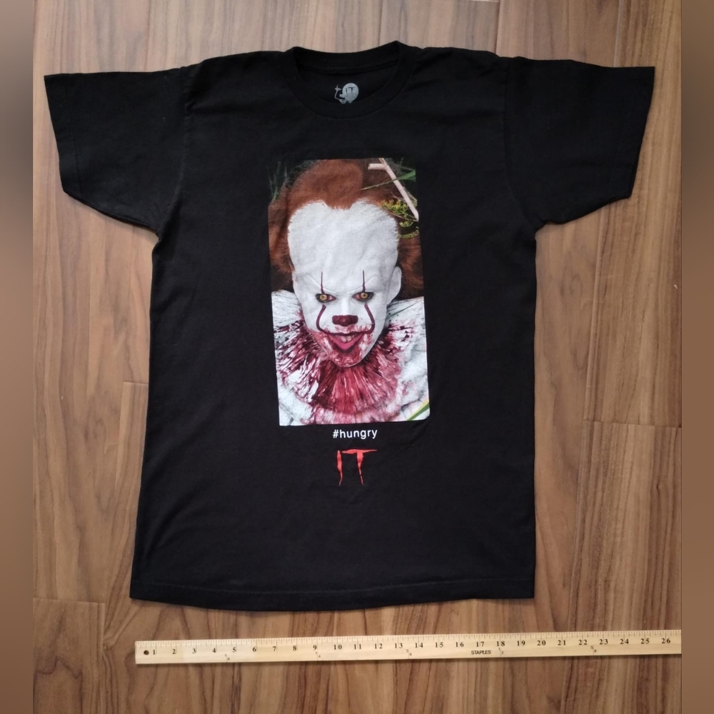 IT Pennywise #Hungry Shirt Black Adult  MediumNEW RARE Movie Clown T-Shirt Scary